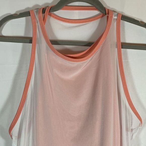 Fabletics Peach & White Mesh Athletic Workout Tank Top - Picture 2 of 7